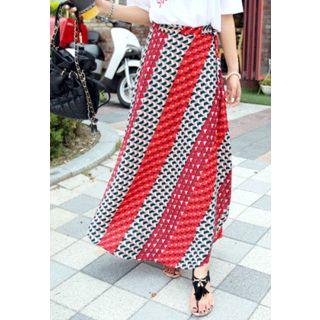 Geometric Pattern Wrap Skirt