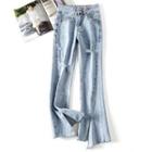 Bootcut High Waist Distressed Jeans