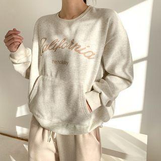 Letter Print Drawstring-hem Sweatshirt