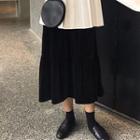 Midi A-line Velvet Skirt Black - One Size