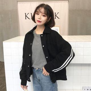 Striped Trim Buttoned Jacket