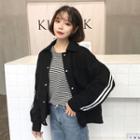 Striped Trim Buttoned Jacket