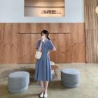 Short-sleeve Midi A-line Dress As Shown In Figure - S