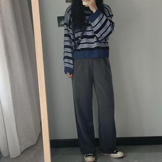 High-waist Straight Leg Plain Pants