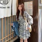 Denim Jacket / Long-sleeve Floral Dress