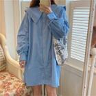 Drawstring Long-sleeve Mini Shirtdress
