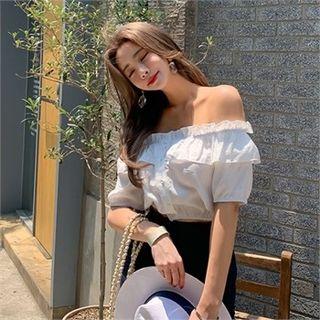 Off-shoulder Frill-trim Cropped Blouse
