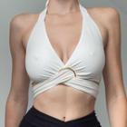 Halter-neck Buckle Cropped Camisole Top