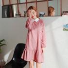 Collared Ruffle-hem A-line Dress