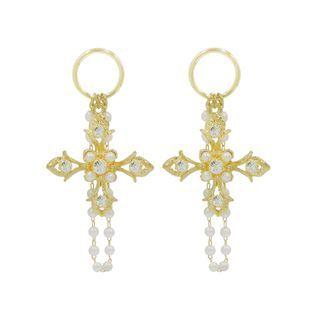 Goth Cross Earrings (white) One Size