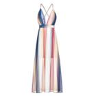 Strappy Color Block Maxi A-line Dress
