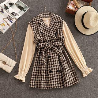 Set: Houndstooth Vest + Long-sleeve T-shirt