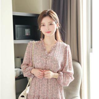 Frilled Floral Long Tiered Dress