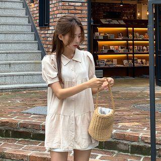 Puff-sleeve Tiered Blouse