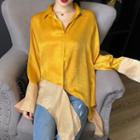 Satin Asymmetrical Shirt Yellow - One Size