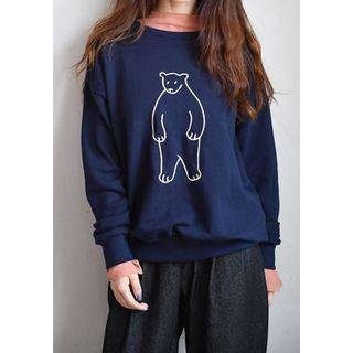 Bear-embroidered Cotton Sweatshirt