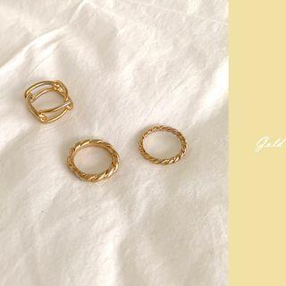 Twisted Ring Set (3 Pcs) Gold - One Size
