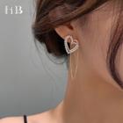 Heart Faux Pearl Rhinestone Chained Earring