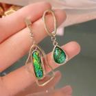 Asymmetrical Geometric Drop Earring C-897 - 1 Pair - Gold & Green - One Size