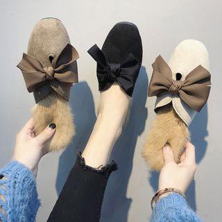 Bow-accent Furry Mules