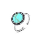 925 Sterling Silver Fashion Simple Geometric Round Adjustable Open Ring Silver - One Size