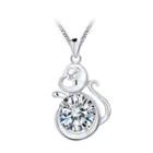 925 Sterling Silver Chinese Zodiac-monkey Pendant With White Cubic Zircon And Necklace