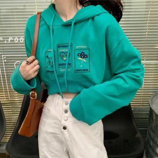 Graphic Print Cropped Hoodie