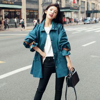 Color Block Lantern-sleeve Jacket