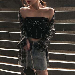 Contrast Trim Tube Top Black - One Size