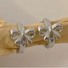 Bow Alloy Hoop Earring 1 Pair - Earring - Bow - Silver - One Size