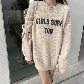 Lettering Sweater Almond - One Size