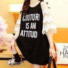 Oversized Lace Panel Lettering T-shirt