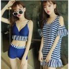 Set: Bikini + Striped Beach Cover-up