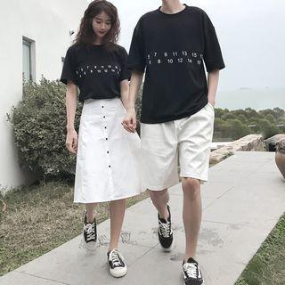 Couple Matching Short-sleeve T-shirt / Shorts / Midi A-line Skirt