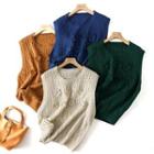 Flower Accent Pointelle Knit Sweater Vest
