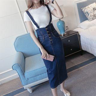 Denim Midi Pencil Overall Dress
