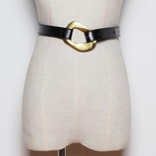 Irregular Metal Hoop Faux Leather Belt