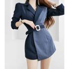 Stripe Panel Playsuit With Belt