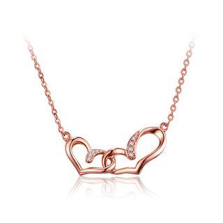 925 Sterling Silver Plated Rose Gold Heart Necklace With White Austrian Element Crystal