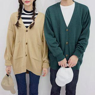 Couple V-neck Pocket-front Cardigan