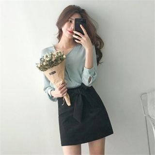 Tie-waist A-line Miniskirt