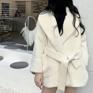 Open-front Wool Jacket With Sash White - One Size