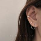 925 Sterling Silver Faux Pearl Chain Earring / Cuff Earring