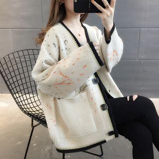 V-neck Paint Splatter Cardigan