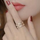 Chain Alloy Open Ring Wide Ring - Women - Chain - Gold - One Size