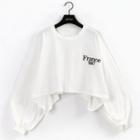 France Puff-sleeve Cropped Pullover