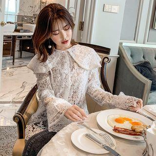 Faux Pearl Lace Blouse