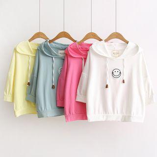 3/4-sleeve Embroidered Hoodie