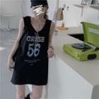 Lettering Print Mini Tank Dress As Shown In Figure - One Size
