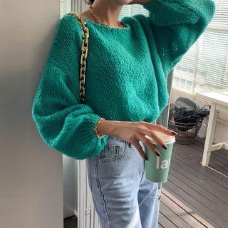 Balloon-sleeve Boatneck Sweater